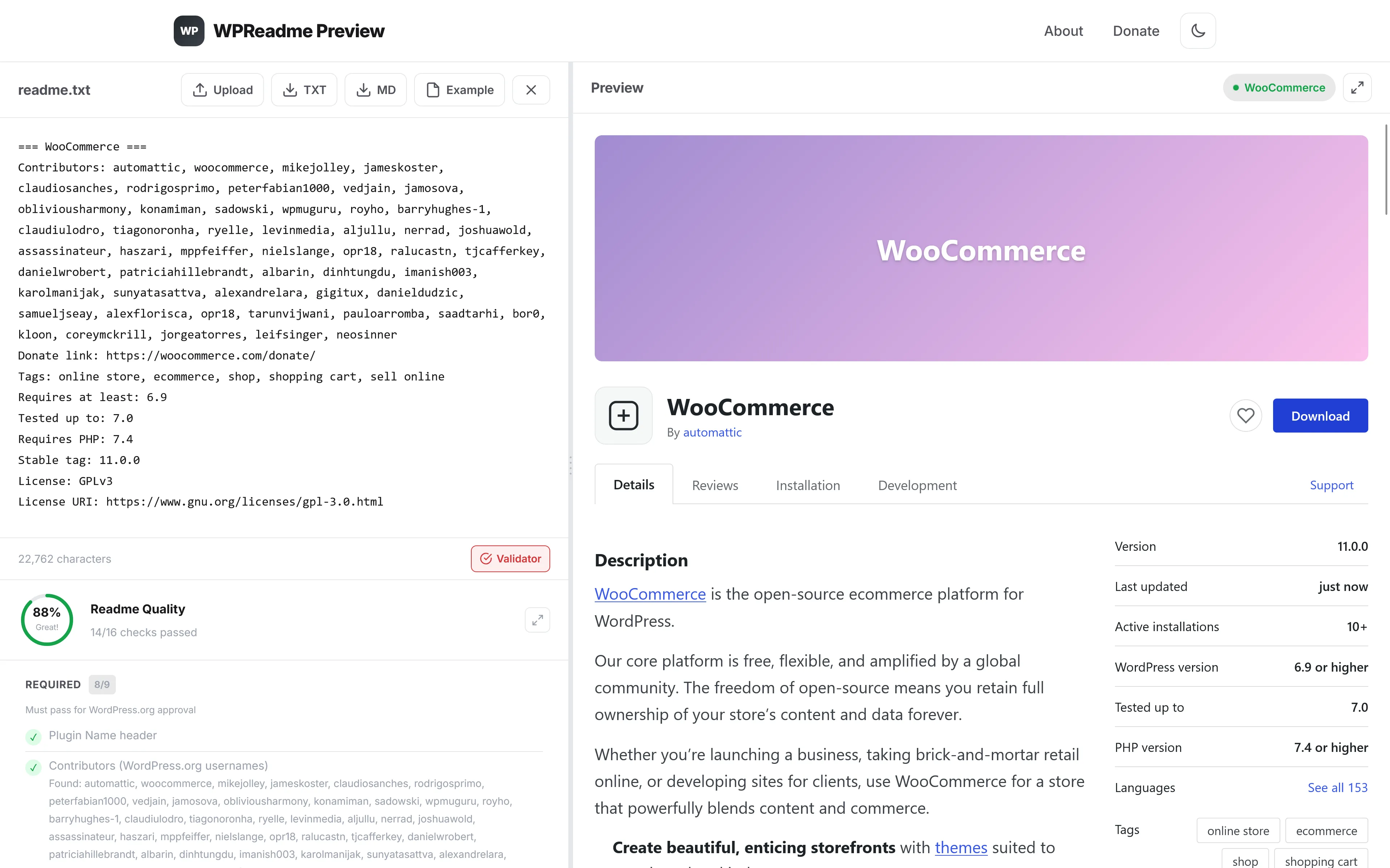 WPReadme Preview WPReadme Preview